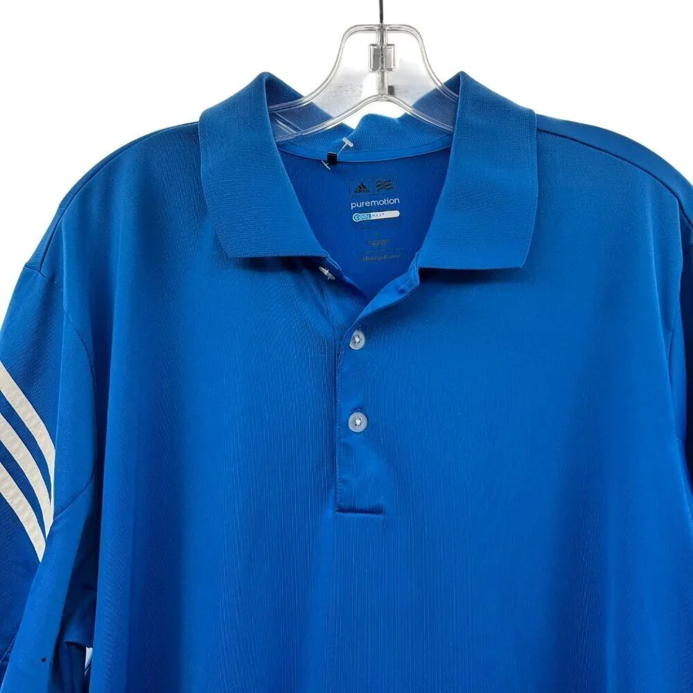 Adidas Men's Cool Max Short Sleeve Polo Top Blue/White Size Large